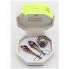 Image 1 : 925 SILVER AMETHYST EARRINGS & RING IN BOX-ESTATE