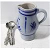 Image 1 : VINTAGE GERMAN CROCK JUG & GERMAN LARGE SPOONS