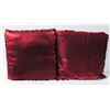 Image 1 : PAIR OF BEADED BURGUNDY PILLOWS W/REMOVABLE CASES