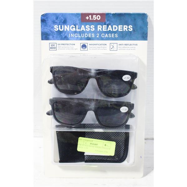 NEW SUNGLASS READERS 2 PACK W/ CASES +1.50