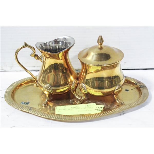 VINTAGE BRASS 3 PIECE CREAMER SET