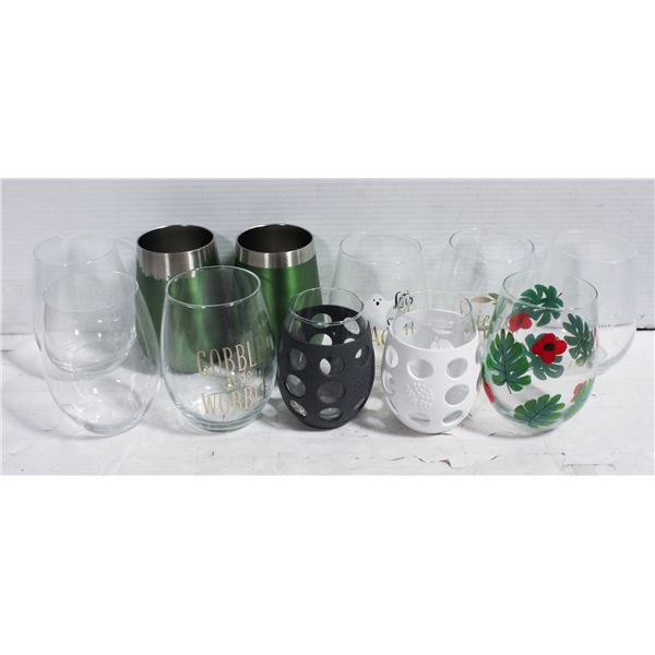 9 ASSTED WINE GLASSES