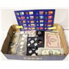Image 1 : BOX OF CANADIAN AND WORLD COINS WITH SOME BILLS
