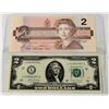 Image 2 : $2 CANADIAN AND $2 US NOTES