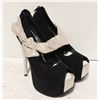 Image 1 : NEW LADIES BLACK SUEDE OPEN TOED PLATFORM PUMP