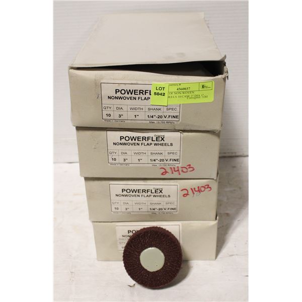 4 CASES OF NON-WOVEN FLAPWHEELS 10/CASE 3" DIA 1"