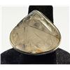 Image 1 : 22)  BLACK RUTILATED QUARTZ SIZE 6.75 RING STAMPED