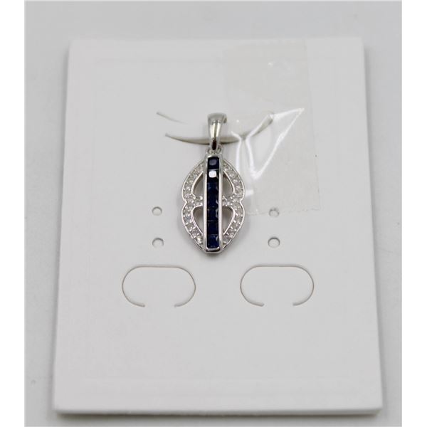 #55-HEATED BLUE SAPPHIRE & WHITE ZIRCON PENDANT