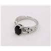 Image 1 : 14)  BLACK AND CLEAR COLORED CZ SIZE 8 RING, MADE