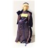 Image 1 : PORCELIN DOLL BLONDE LADY- PURPLE SATIN DRESS,