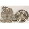 Image 1 : ORNATE CLOCK WITH PEWTER COWBOY HUNTING PLATE