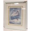 Image 1 : SNOWY LANDSCAPE / WHITE BIRD PRINT - FRAMED