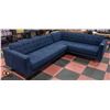 Image 1 : INDIGO BLUE FABRIC L-SHAPED SECTIONAL SOFA SET