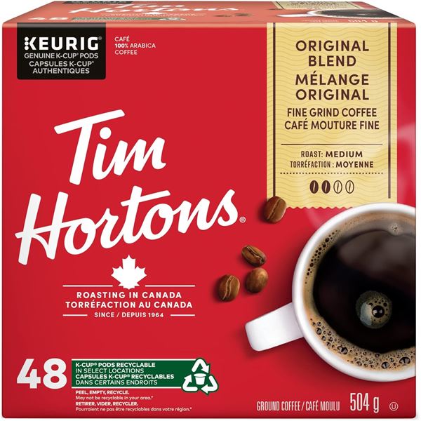 48 TIM HORTONS ORIGINAL BLEND KEURIG COFFEE PODS