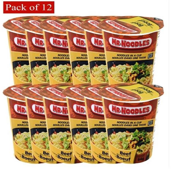 NEW CASE OF 12 MR.NOODLES BEEF FLAVOR INSTANT