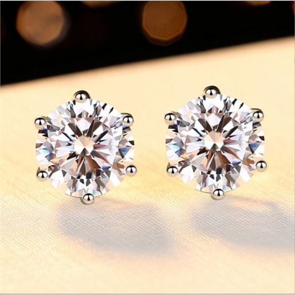 2 CT GRA CERTIFIED MOISSANITE 925 SILVER EARRINGS