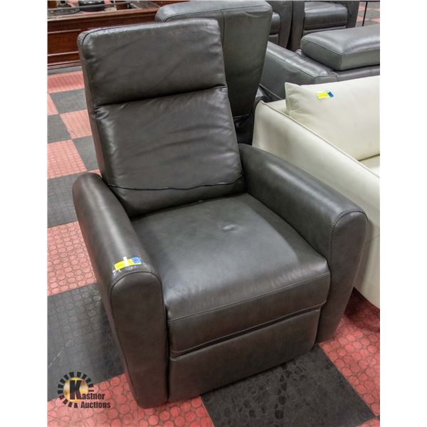CHARCOAL GREY LEATHERETTE ELECTRIC RECLINER