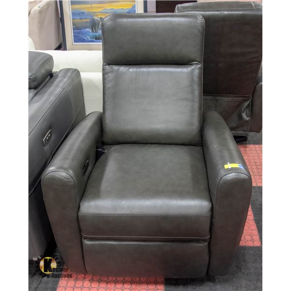 CHARCOAL GREY LEATHERETTE ELECTRIC RECLINER