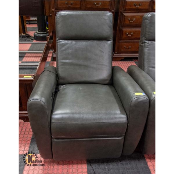 CHARCOAL GREY LEATHERETTE ELECTRIC RECLINER