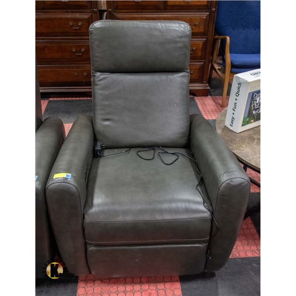 CHARCOAL GREY LEATHERETTE ELECTRIC RECLINER