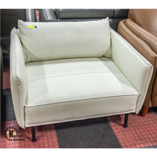 OVERSIZED OFF WHITE POST MODERN LEATHERETTE CHAIR