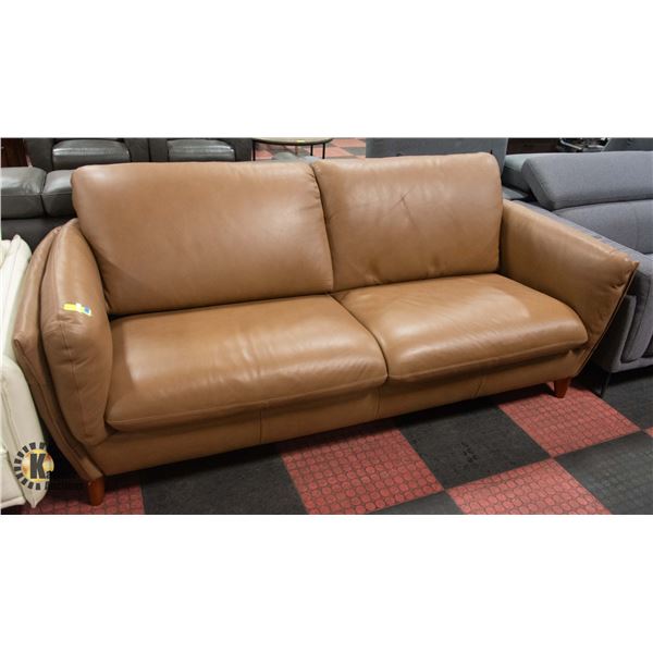 BROWN LEATHERETTE SOFA 86" X 37" X 35"