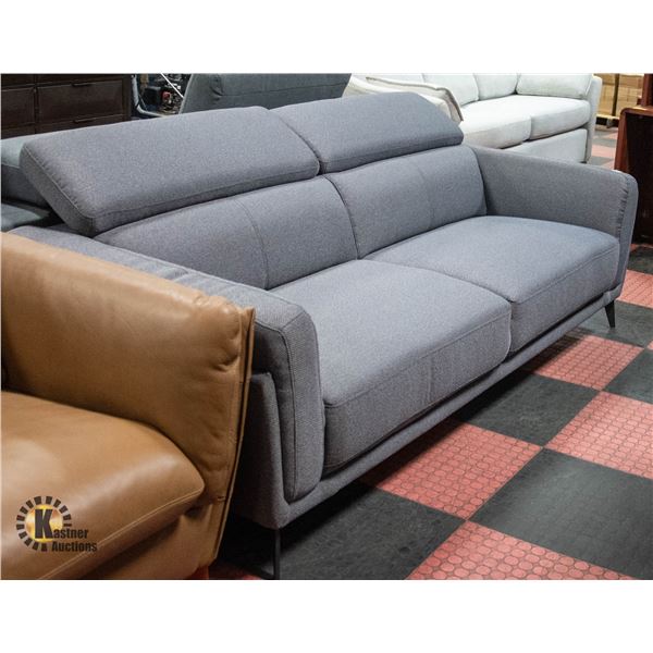DARK GREY FABRIC SOFA WITH ADJUSTABLE HEADRESTS