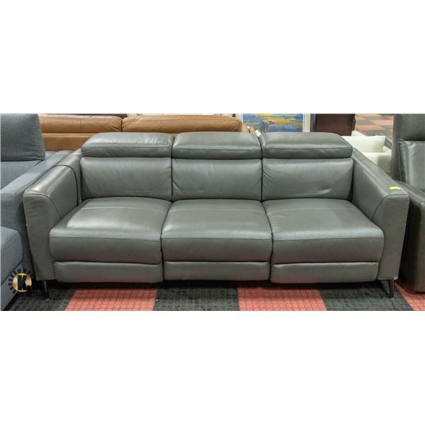 LEATHERETTE GREY ELECTRIC RECLINING SOFA