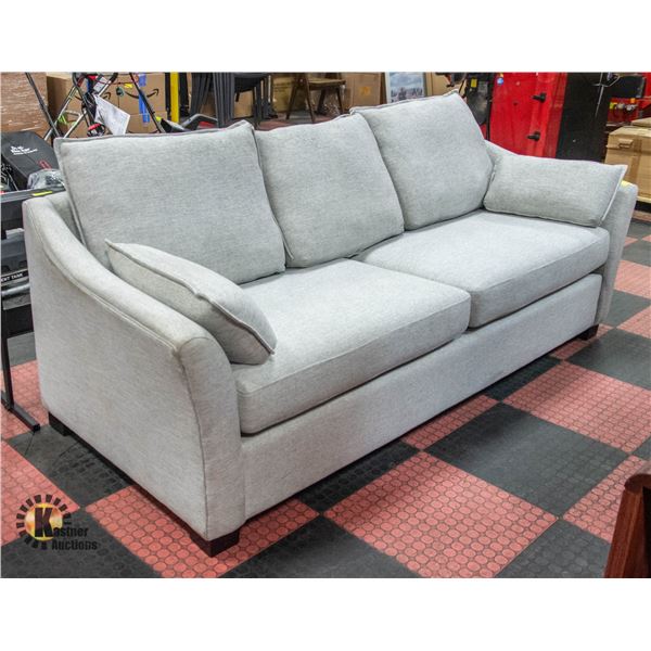 LIGHT GREY FABRIC HIGHBACK SOFA W. 2 SIDE CUSHIONS