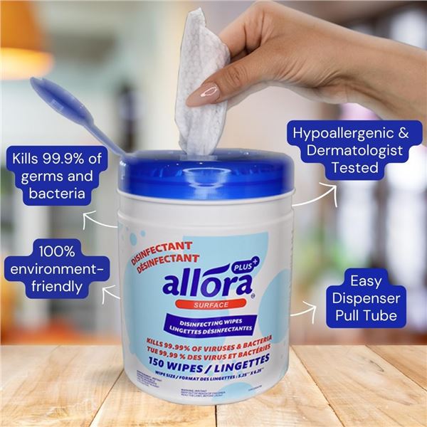 150 WIPES OF ALLORA + SURFACE DISINFECTING WIPES