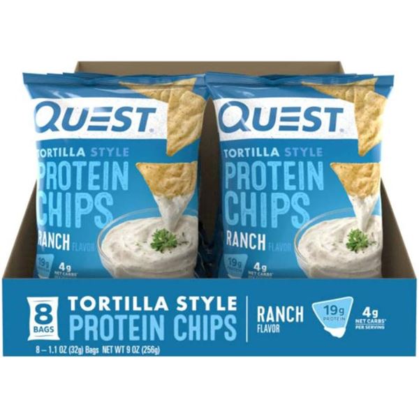 8 X 32G BAGS OF QUEST  RANCH FLAVOURED TORTILLA
