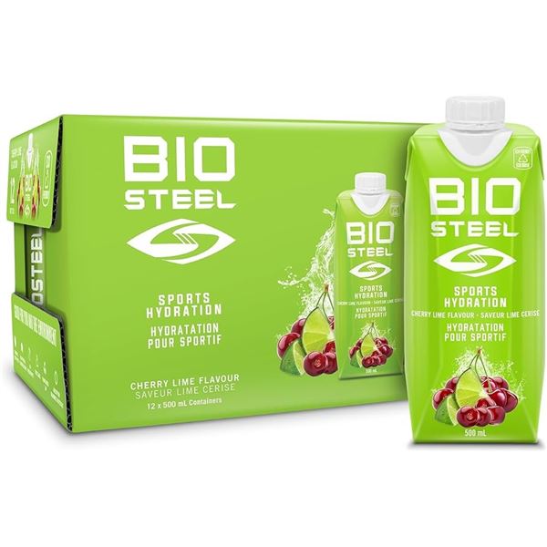 NEW 12 X 500ML BIOSTEEL CHERRY LIME FLAVOUR
