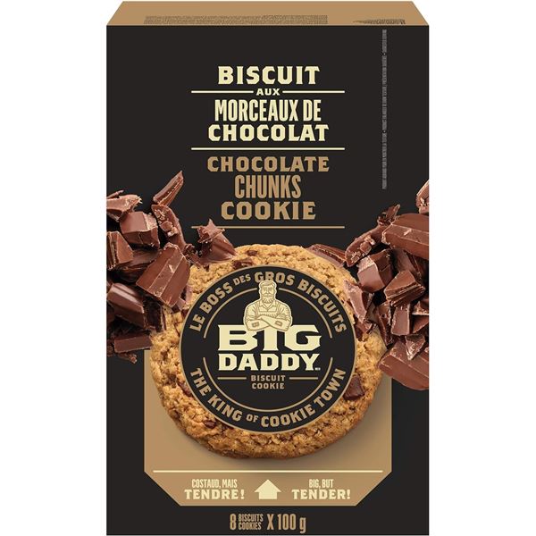 800G BOX OF BIG DADDY CHOCOLATE CHUNK COOKIES