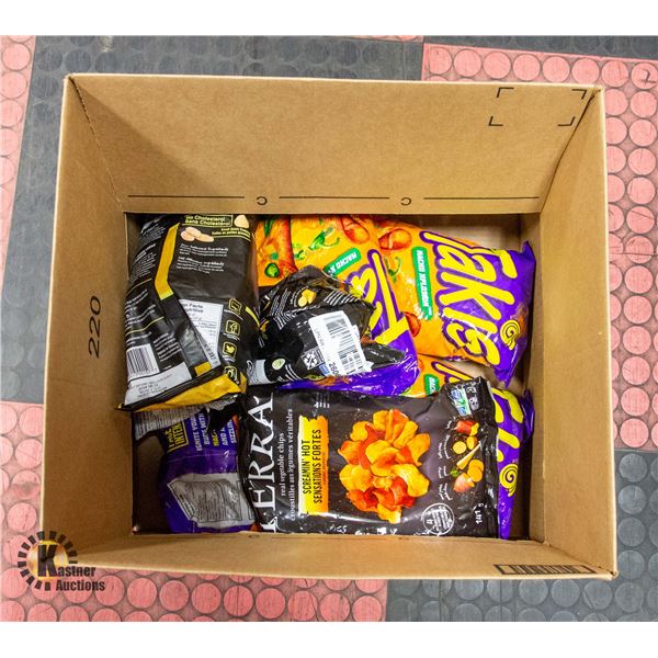 BOX OF ASSORTED CHIPS