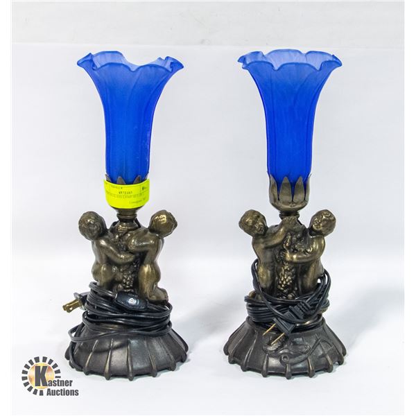 CHERUB GLASS LAMP SET OF 2