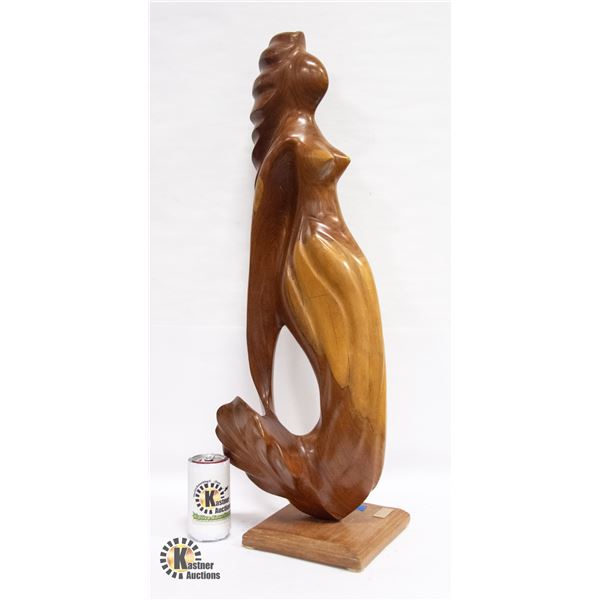LARGE HANDCARVED MAHOGANY MERMAID STATUE BY ARTIST