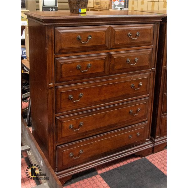WOOD 5 DRAWER DRESSER 41" X 18" X 51"