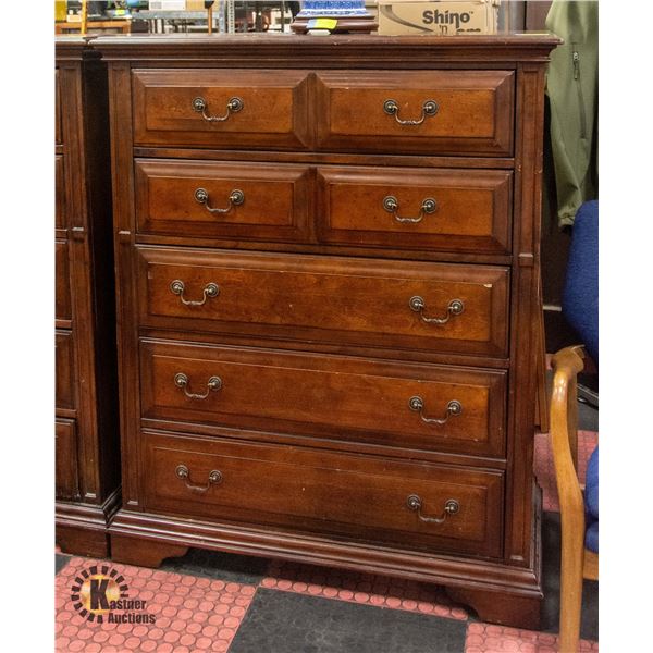WOOD 5 DRAWER DRESSER 41" X 18" X 51"