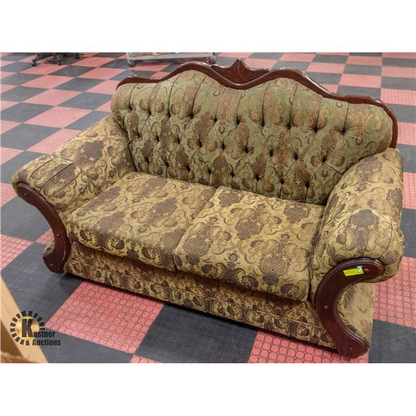 ANTIQUE BROWN PATTERN FABRIC WITH SOLID OAK FRAME