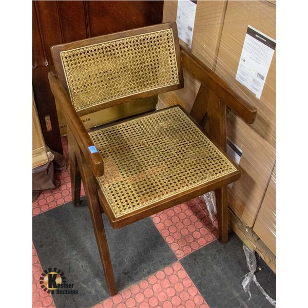 WOOD AND WICKER CHAIR