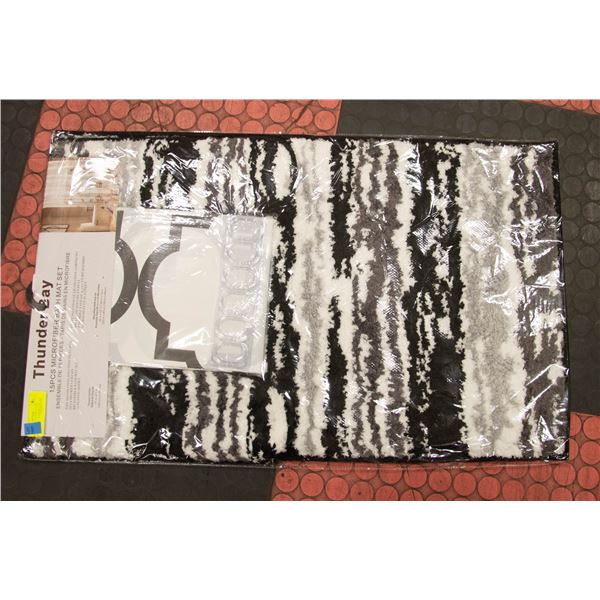 THUNDERBAY BATHMAT SET INCLUDES MAT SHOWER CURTAIN