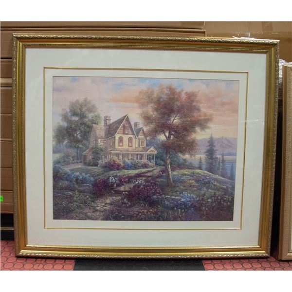 SAILBOAT & FARMHOUSE FRAMED MATTED PAIR