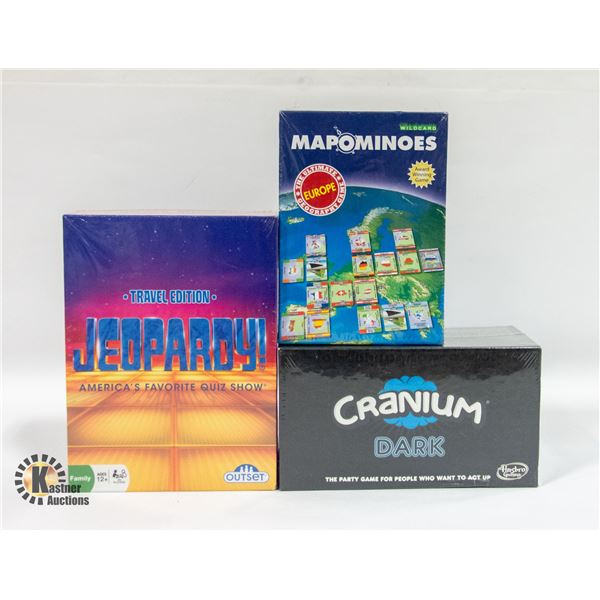 SEALED 3 GAMES MAPOMINOES, JEOPARY