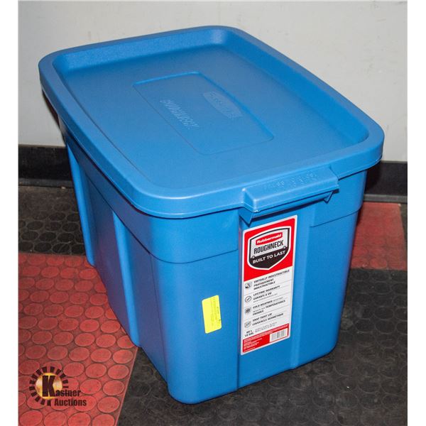 NEW RUBBERMAID 68 LITRE ROUGHNECK TOTE WITH LID