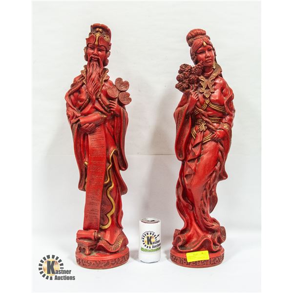 VINTAGE CHINESE STATUES/FIGURES APPROX 26" TALL