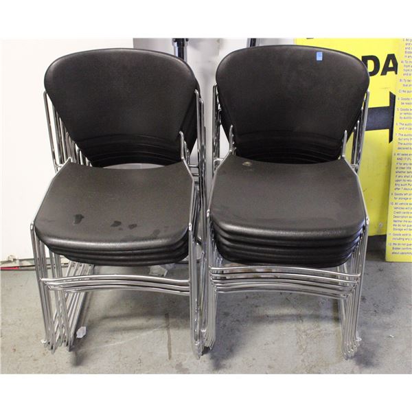 LOT OF 12 PLASTIC & METAL CHAIRS