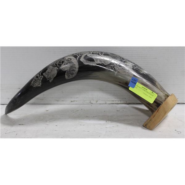 GENUINE BULL HORN SHED HAND ETCHED