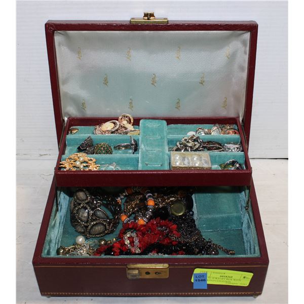 ESTATE JEWELRY BOX WITH ASSORTED CONTENTS