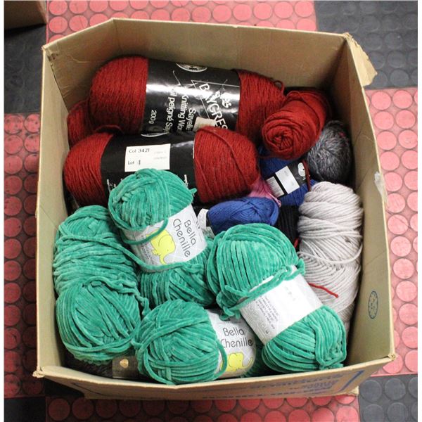 LARGE BOX OF KNITTING WOOL