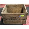 Image 1 : ANTIQUE PALM DAIRY WOODEN CRATE H-11.25" W-13.5"